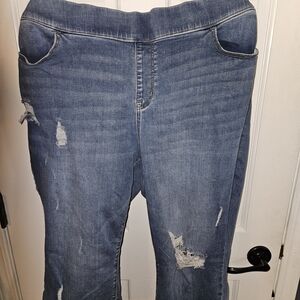 Lane Bryant Blue Distressed Straight Leg Jeans